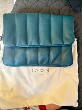 FAWN Quilted Shoulder Bag in Blue /Teal NWT